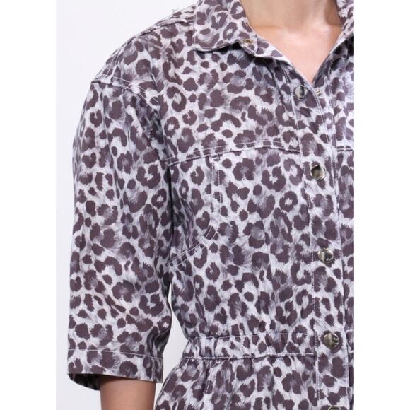 Overlover Hope Canvas Jumpsuit Boilersuit Lilac Leopard Medium Revolve - Picture 2 of 12